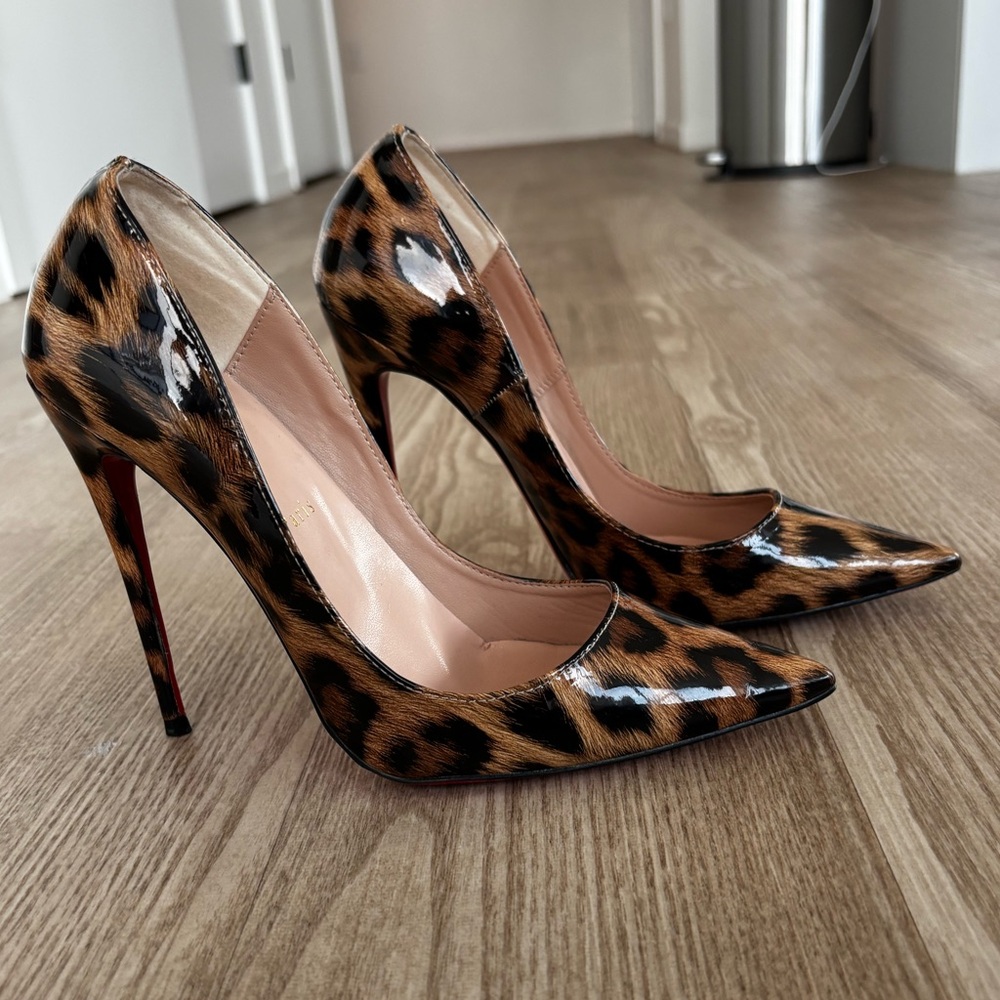 Animal print patent leather heels